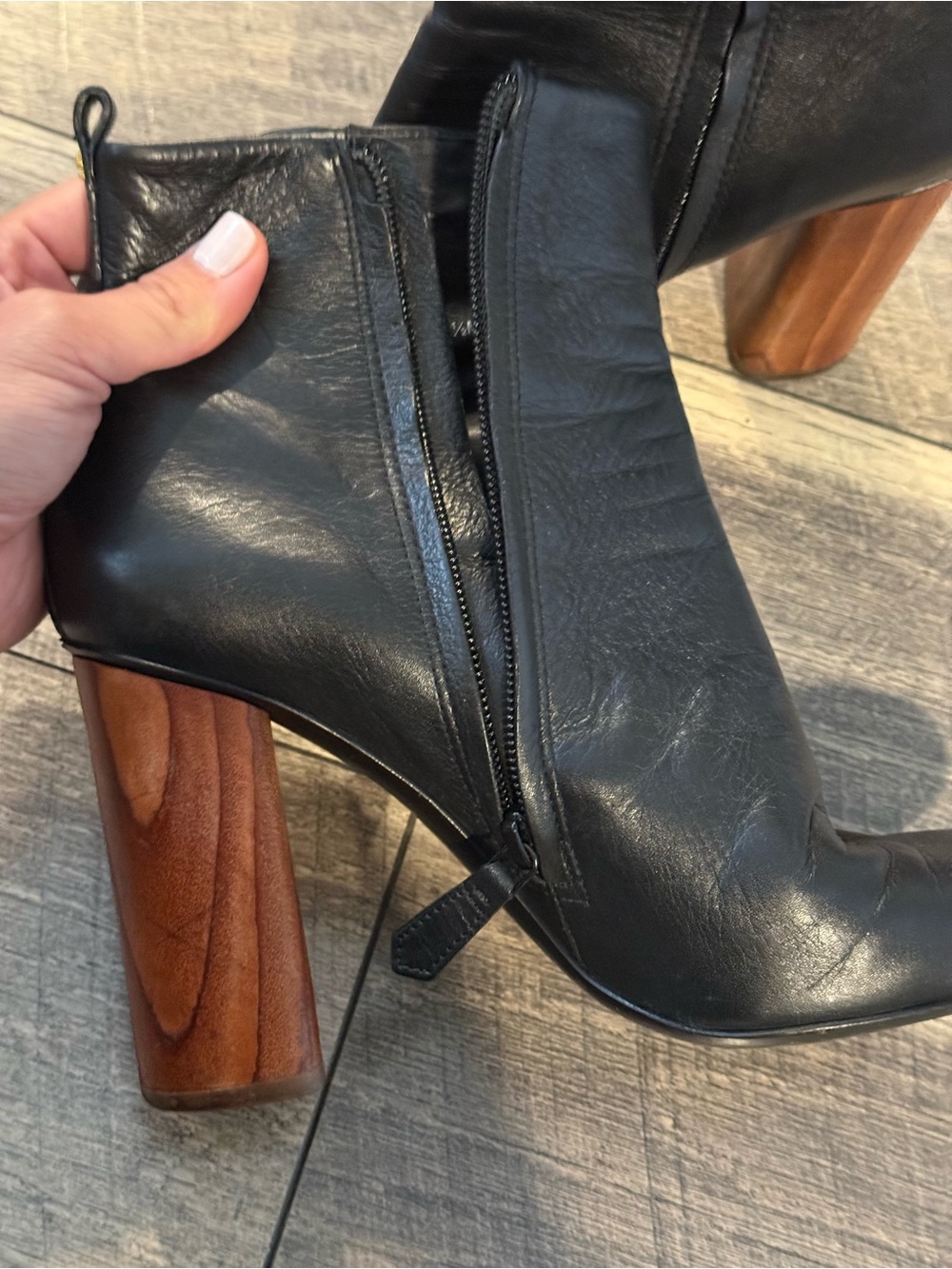Tory Burch Leather Block Heel Booties - Picture 7 of 7
